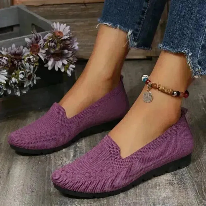 Elegant Casual Mesh Flats Shoes Fashion Solid Color Round Toe Loafers Cozy Lazy Shoes for Women