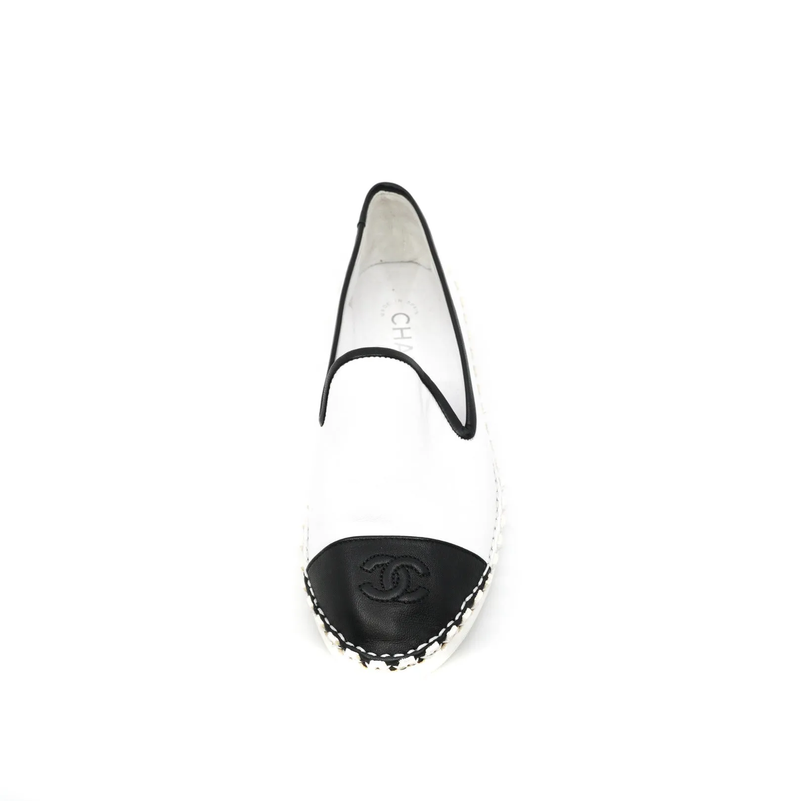 espadrille in leather white/black 37.5