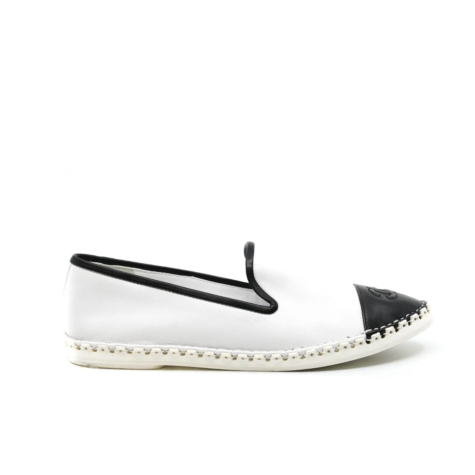 espadrille in leather white/black 37.5