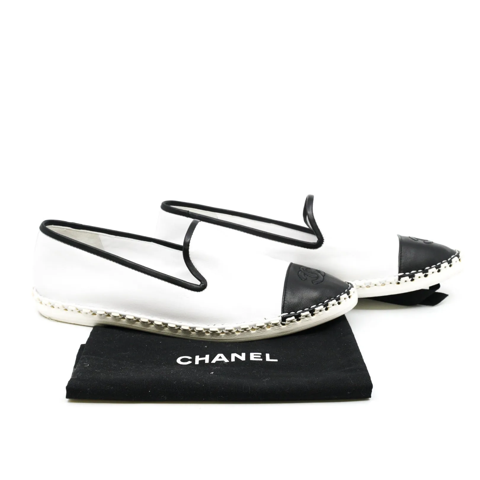 espadrille in leather white/black 37.5