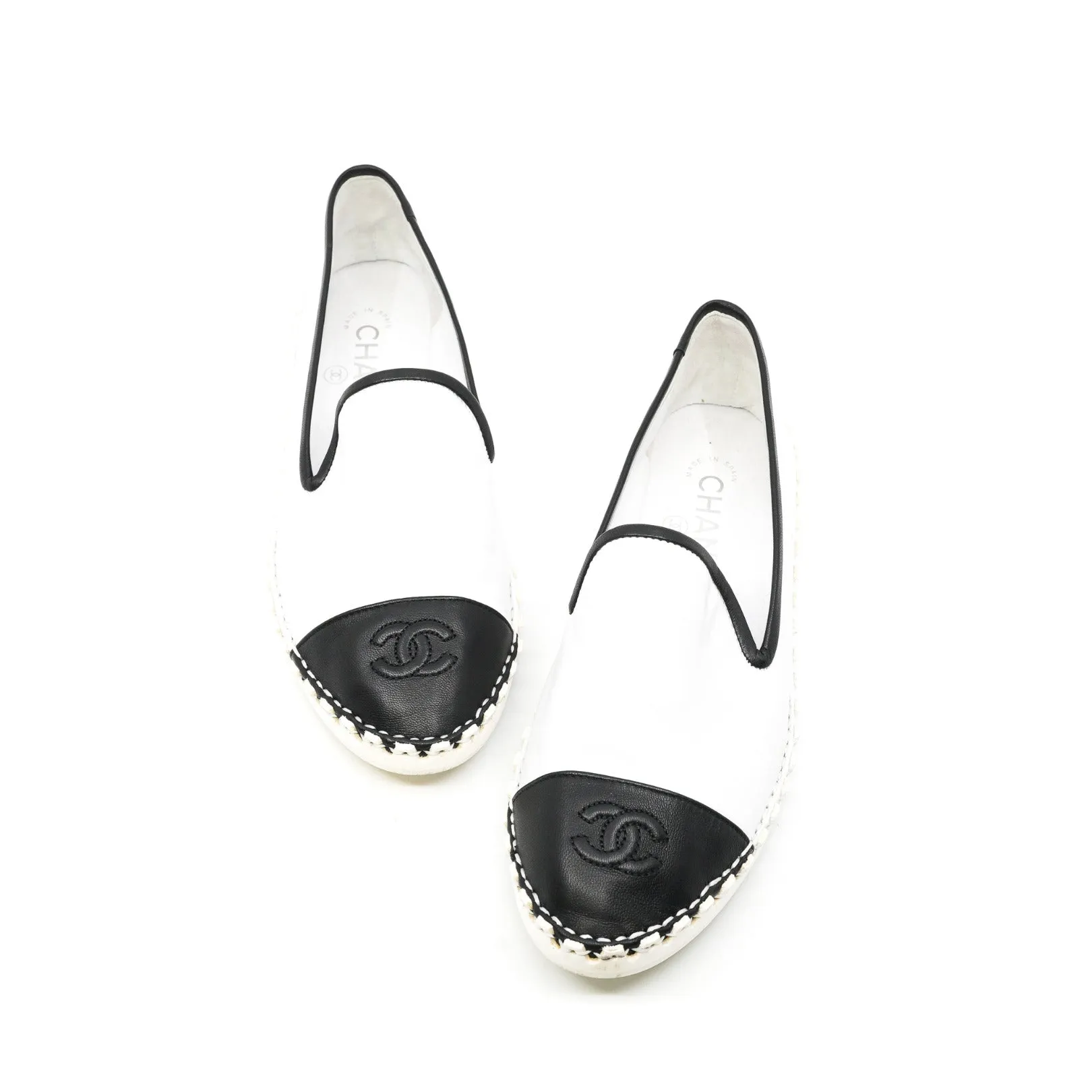 espadrille in leather white/black 37.5