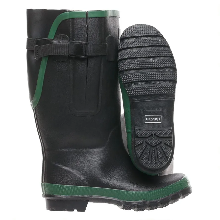 Extra Wide Calf Black Rain Boots - Fit 16 to 20 inch Calf - Wide in Foot and Ankle