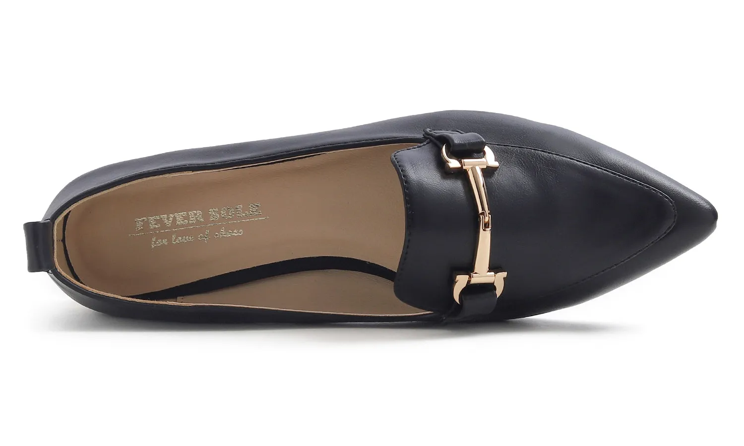 Feversole Women's Loafer Flat Pointed Deco Low Heel Fashion Slip On Dress Driving Office Shoes Vegan Leather Metal Trim