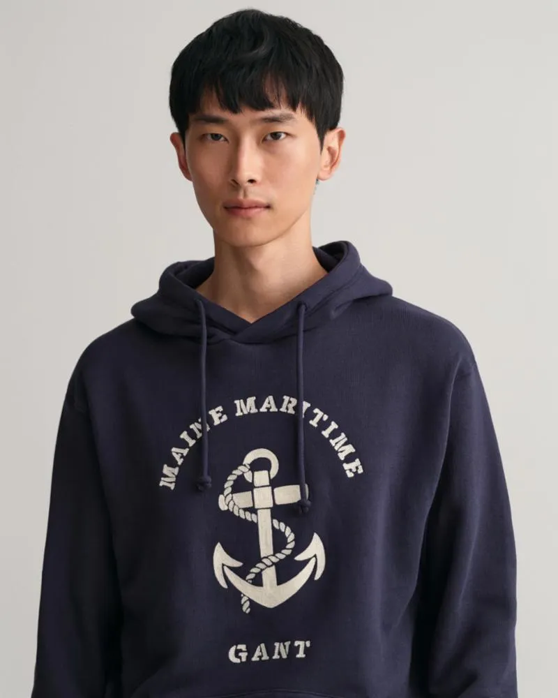 Gant Apparel Mens D2. MARITIME HOODIE 433/EVENING BLUE