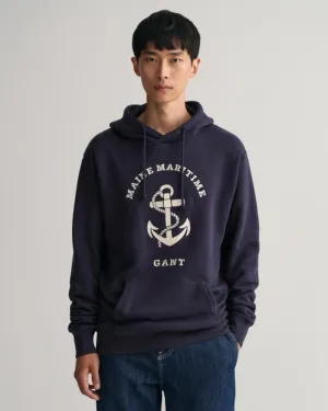 Gant Apparel Mens D2. MARITIME HOODIE 433/EVENING BLUE
