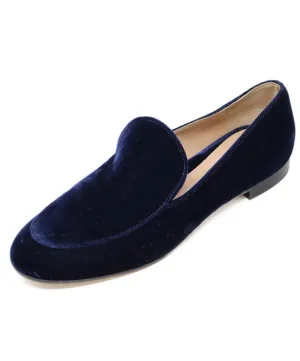 Gianvito Rossi Navy Velvet Loafers sz 10