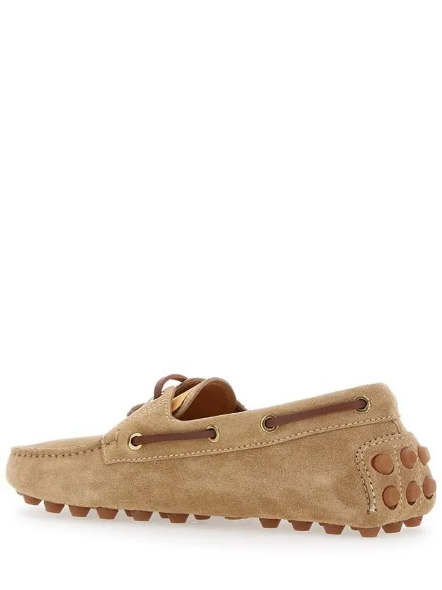 'Gommino' Beige Loafers With Woven Tie In Suede Woman