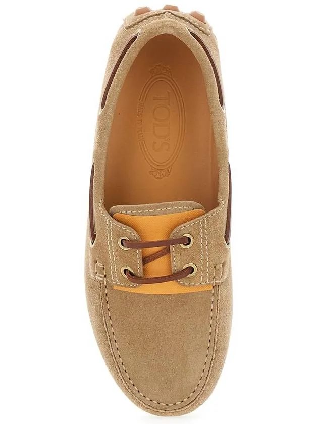 'Gommino' Beige Loafers With Woven Tie In Suede Woman