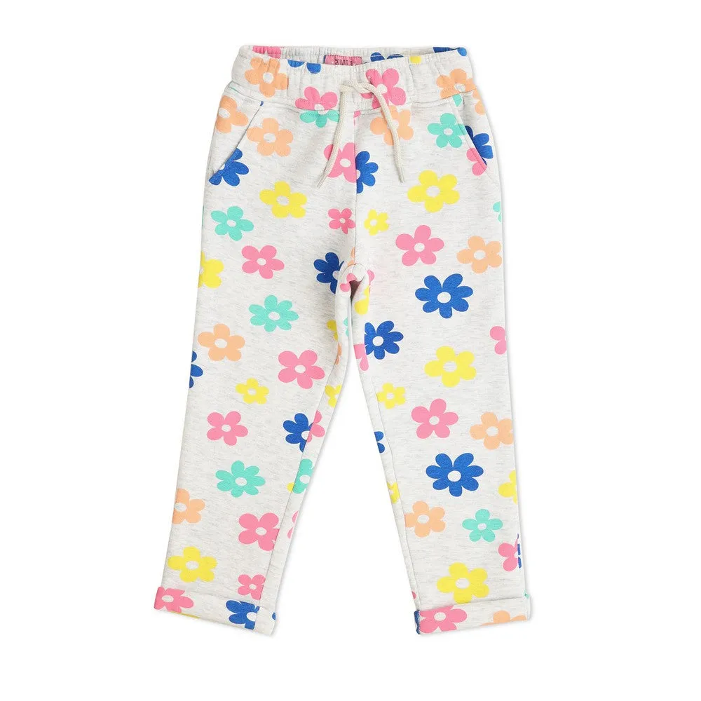 Grey Floral Printed Trousers