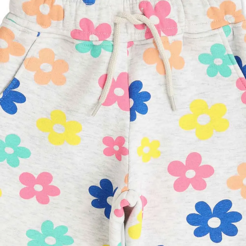 Grey Floral Printed Trousers
