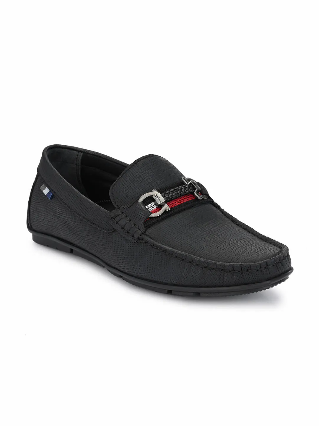 HITZ8305 Men's Black Leather Casual Slip-On Shoes