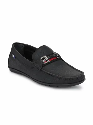 HITZ8305 Men's Black Leather Casual Slip-On Shoes