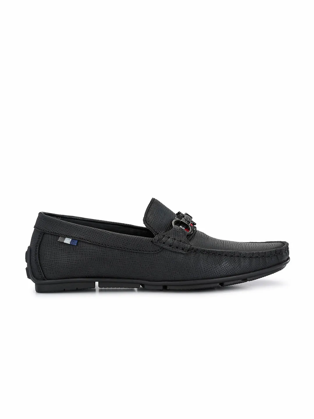 HITZ8305 Men's Black Leather Casual Slip-On Shoes