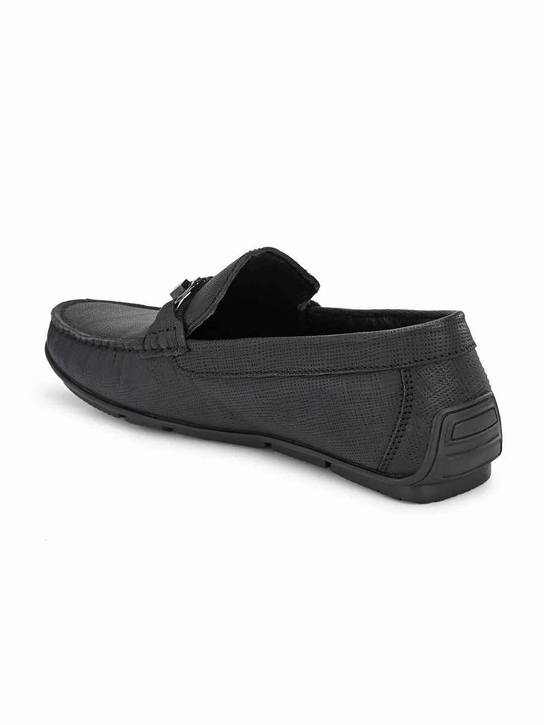HITZ8305 Men's Black Leather Casual Slip-On Shoes