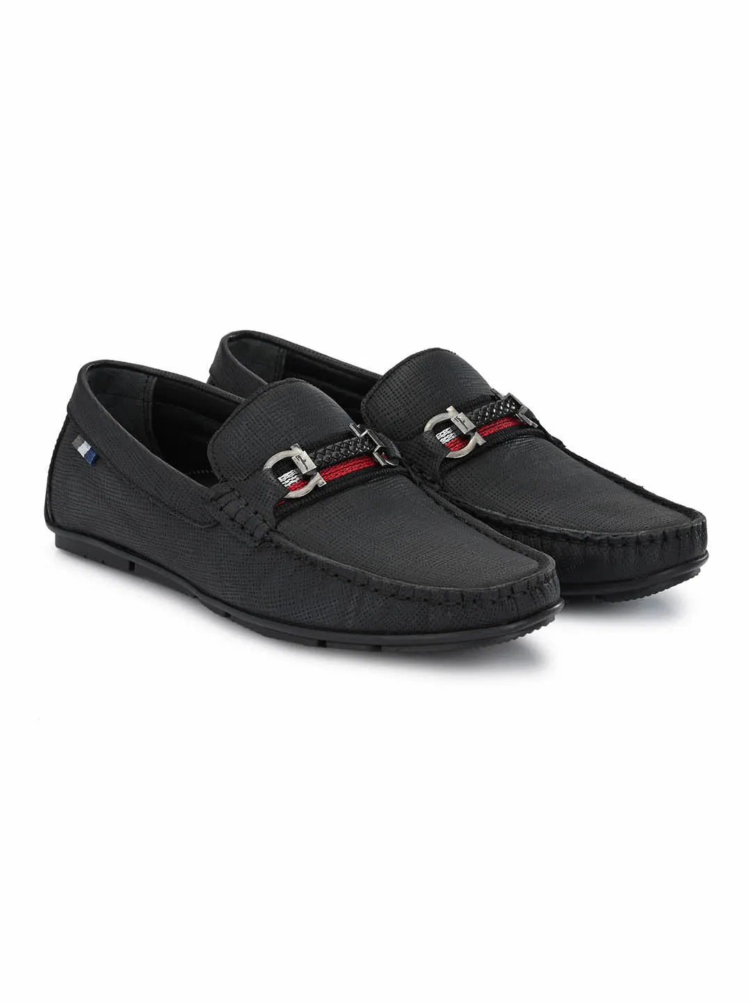 HITZ8305 Men's Black Leather Casual Slip-On Shoes
