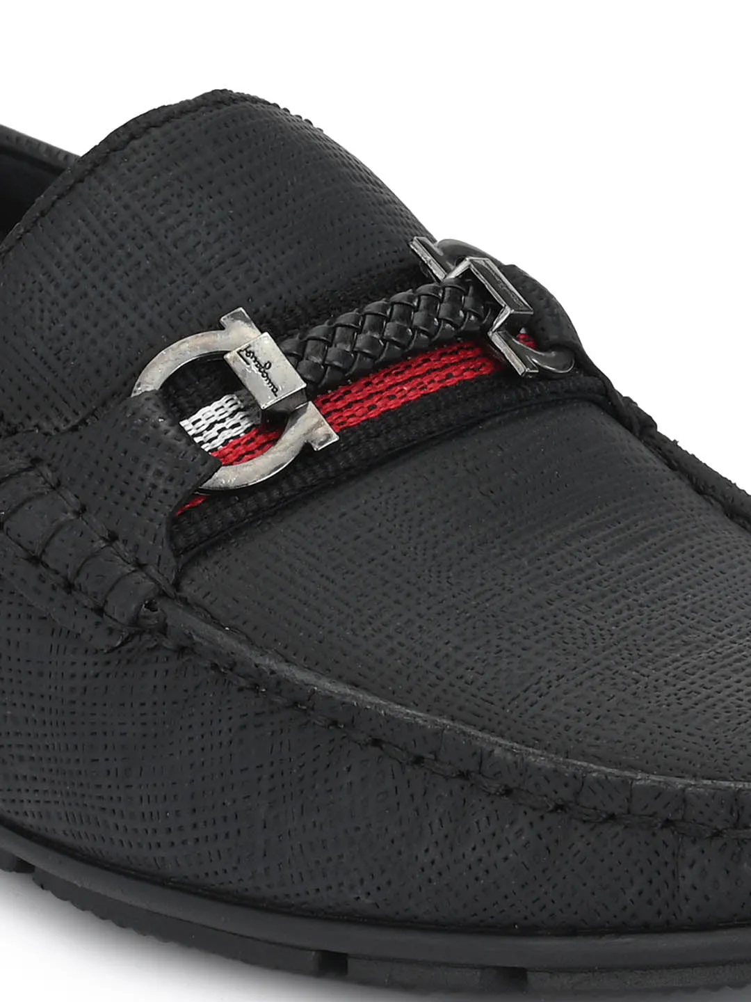 HITZ8305 Men's Black Leather Casual Slip-On Shoes