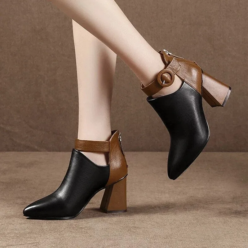 Hnzxzm New Autumn Early Winter Shoes Women Boots Fashion Ladies High Heels Boots Pointed toe Woman Party Shoes Women Ankle Boots A1892