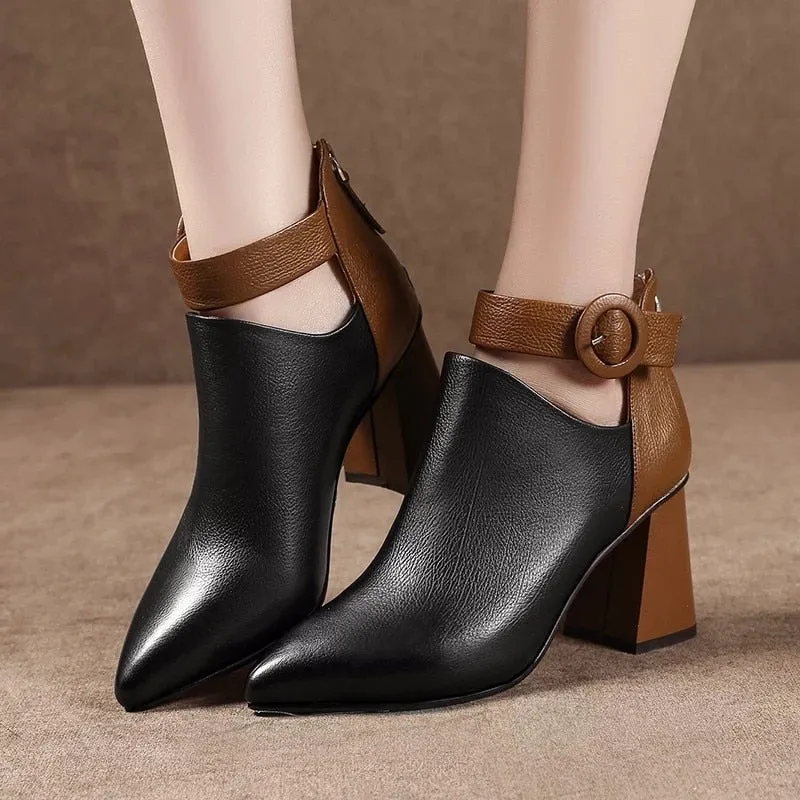 Hnzxzm New Autumn Early Winter Shoes Women Boots Fashion Ladies High Heels Boots Pointed toe Woman Party Shoes Women Ankle Boots A1892