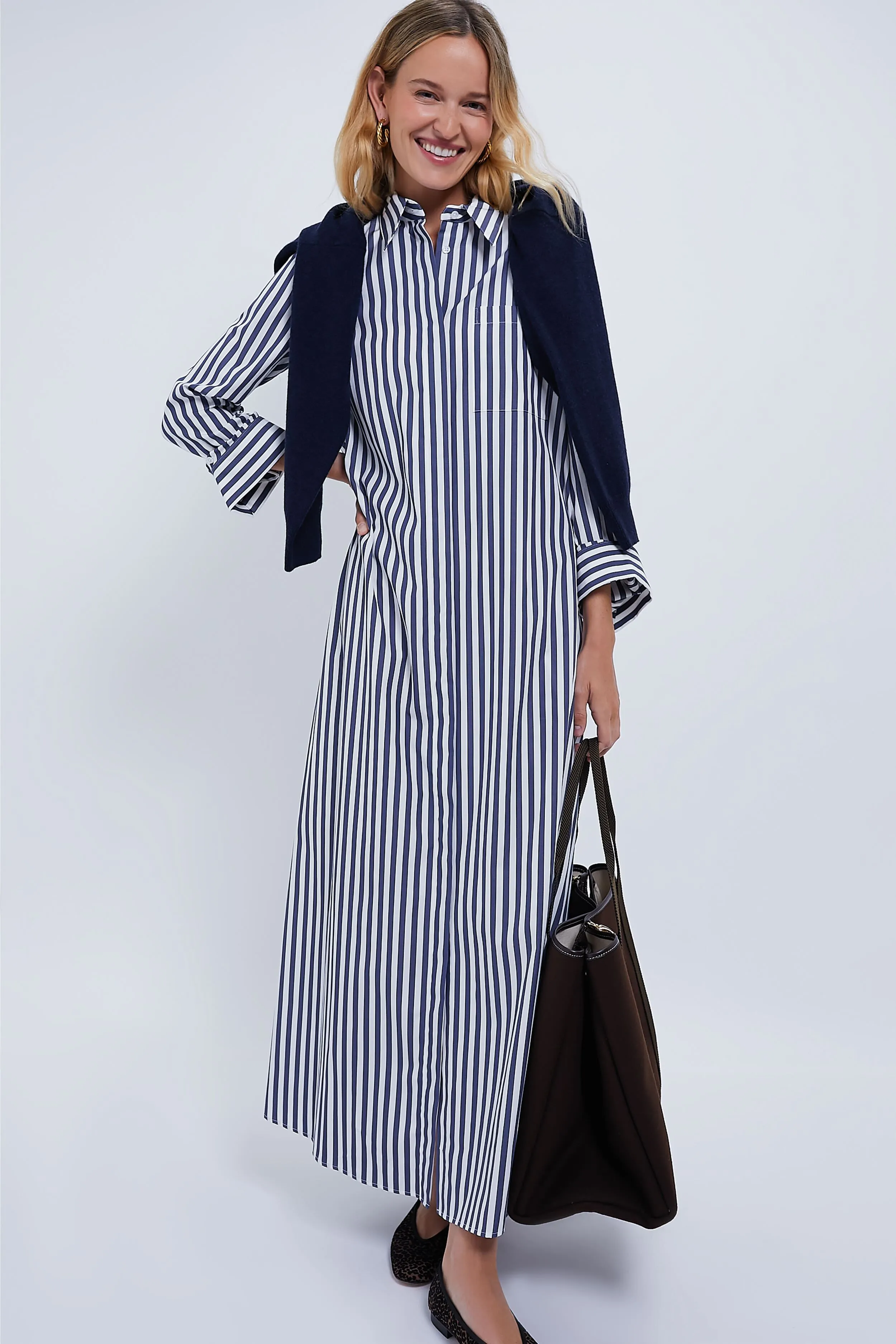 Indigo White Stripe Jennys Gown