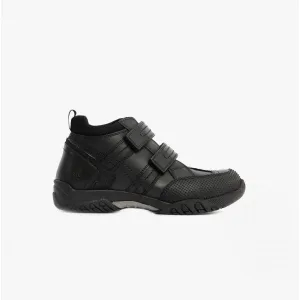 JEZZA Boys Leather Ankle Boots Black