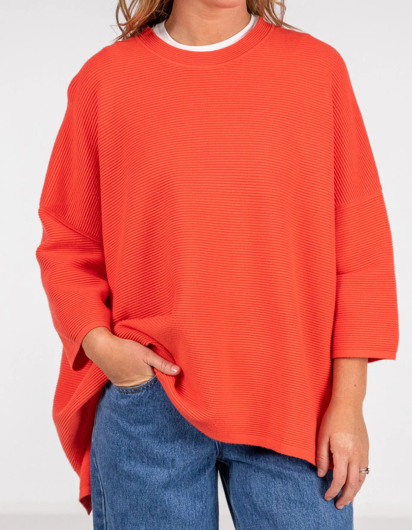 Juniper Oversize Ribbed Knit Jumper in Orange