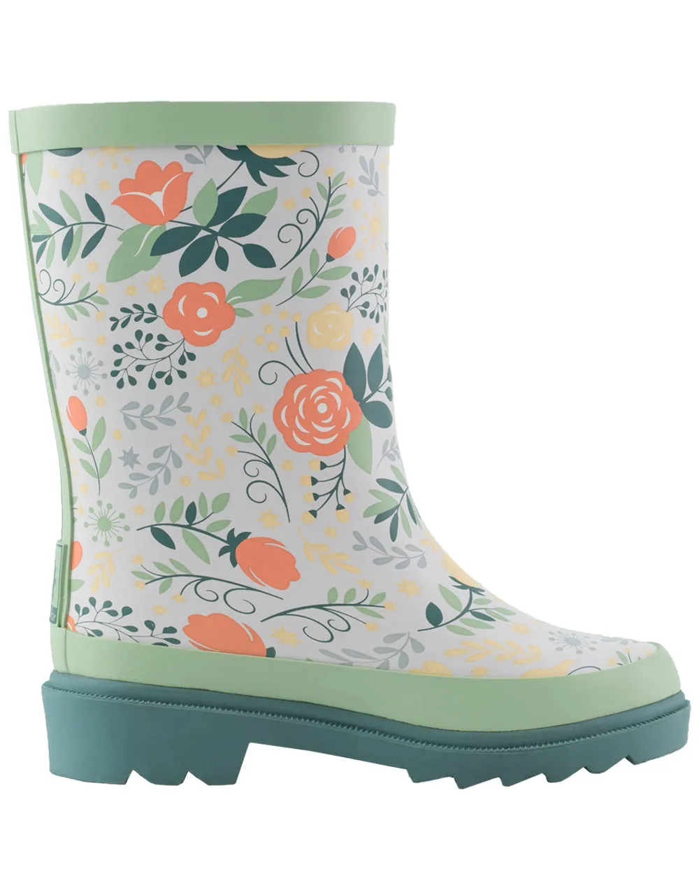 KID’S BUCKLE RUBBER RAIN BOOTS CORAL ROSES