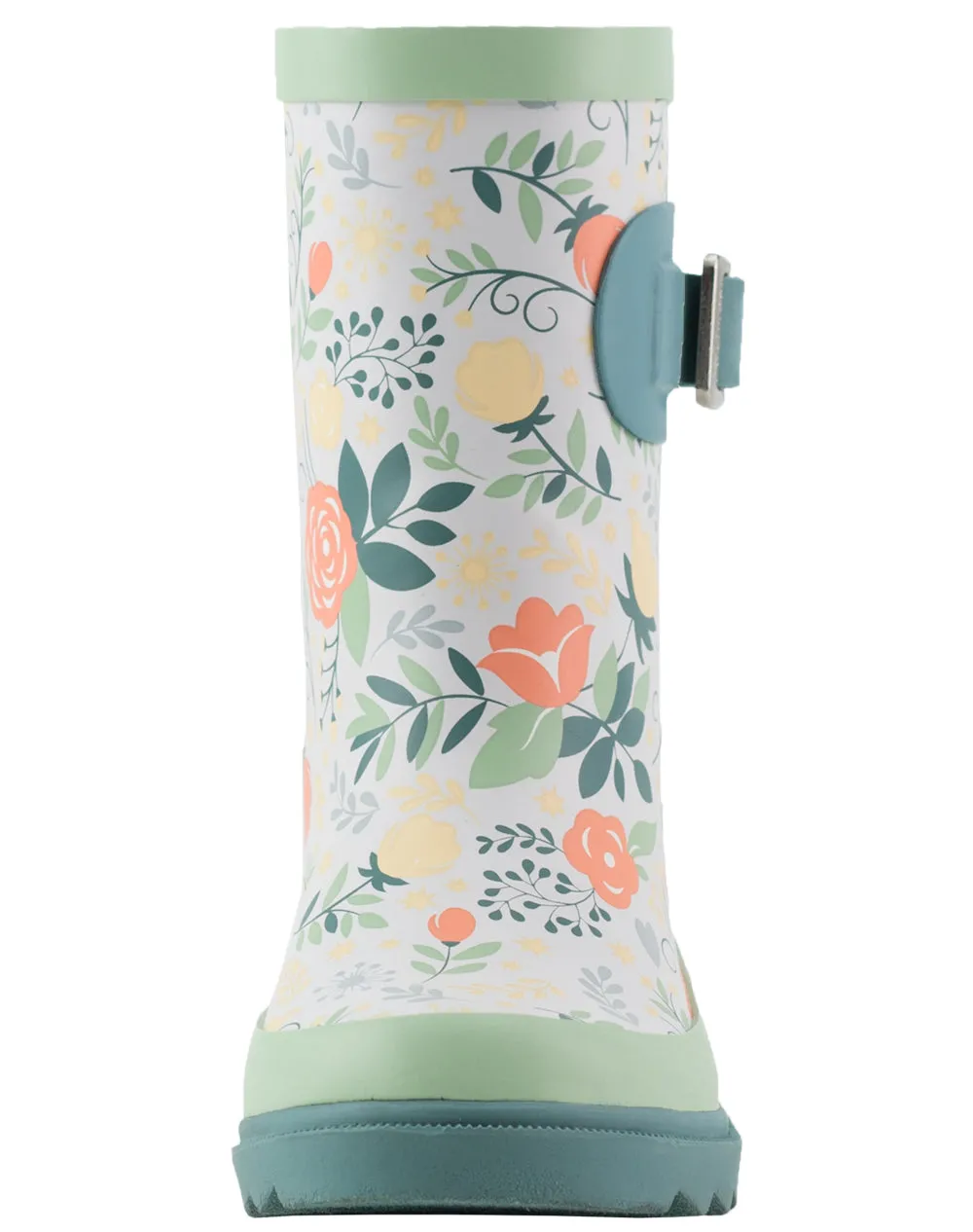 KID’S BUCKLE RUBBER RAIN BOOTS CORAL ROSES