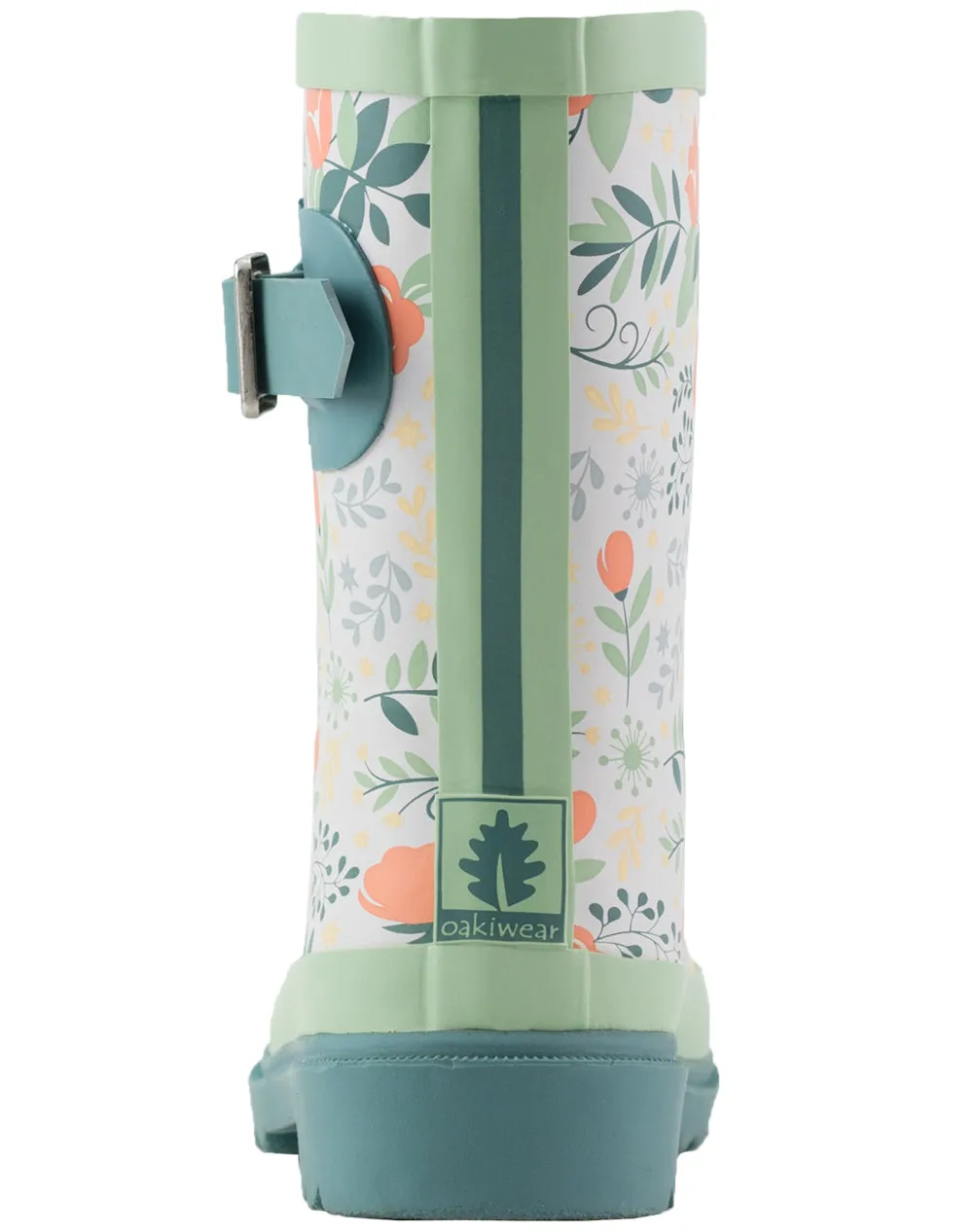 KID’S BUCKLE RUBBER RAIN BOOTS CORAL ROSES