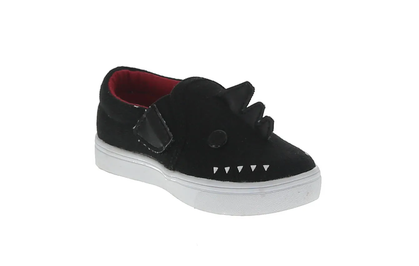 KID'S SHOES BLACK/RED FABRIC TENNIS 93321-18