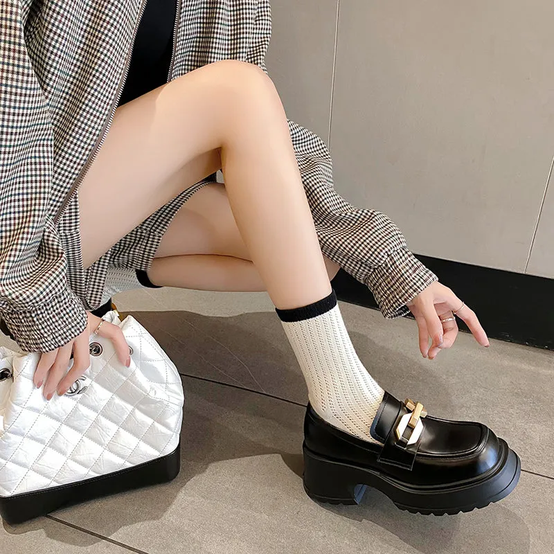 Kyra Platform Loafers Women with Gold Chain