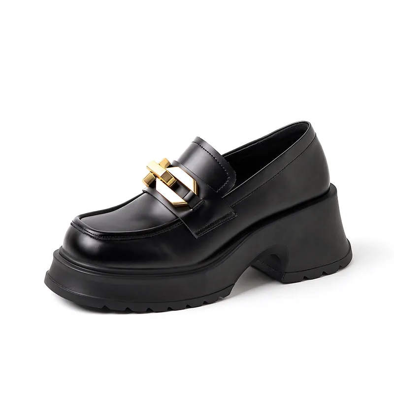 Kyra Platform Loafers Women with Gold Chain