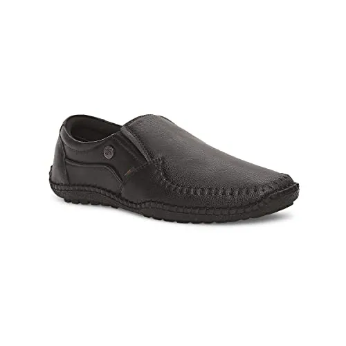 LANARK Full Grain Natural Leather Black Casual Loafer for Mens: Size UK 10