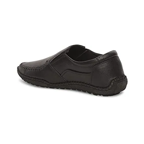 LANARK Full Grain Natural Leather Black Casual Loafer for Mens: Size UK 10