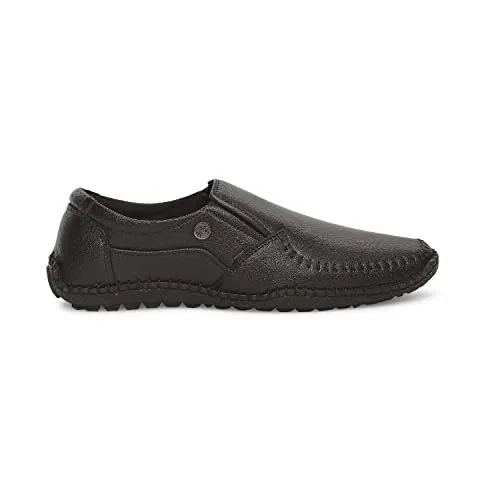 LANARK Full Grain Natural Leather Black Casual Loafer for Mens: Size UK 10