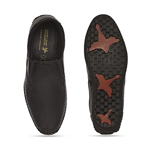LANARK Full Grain Natural Leather Black Casual Loafer for Mens: Size UK 10
