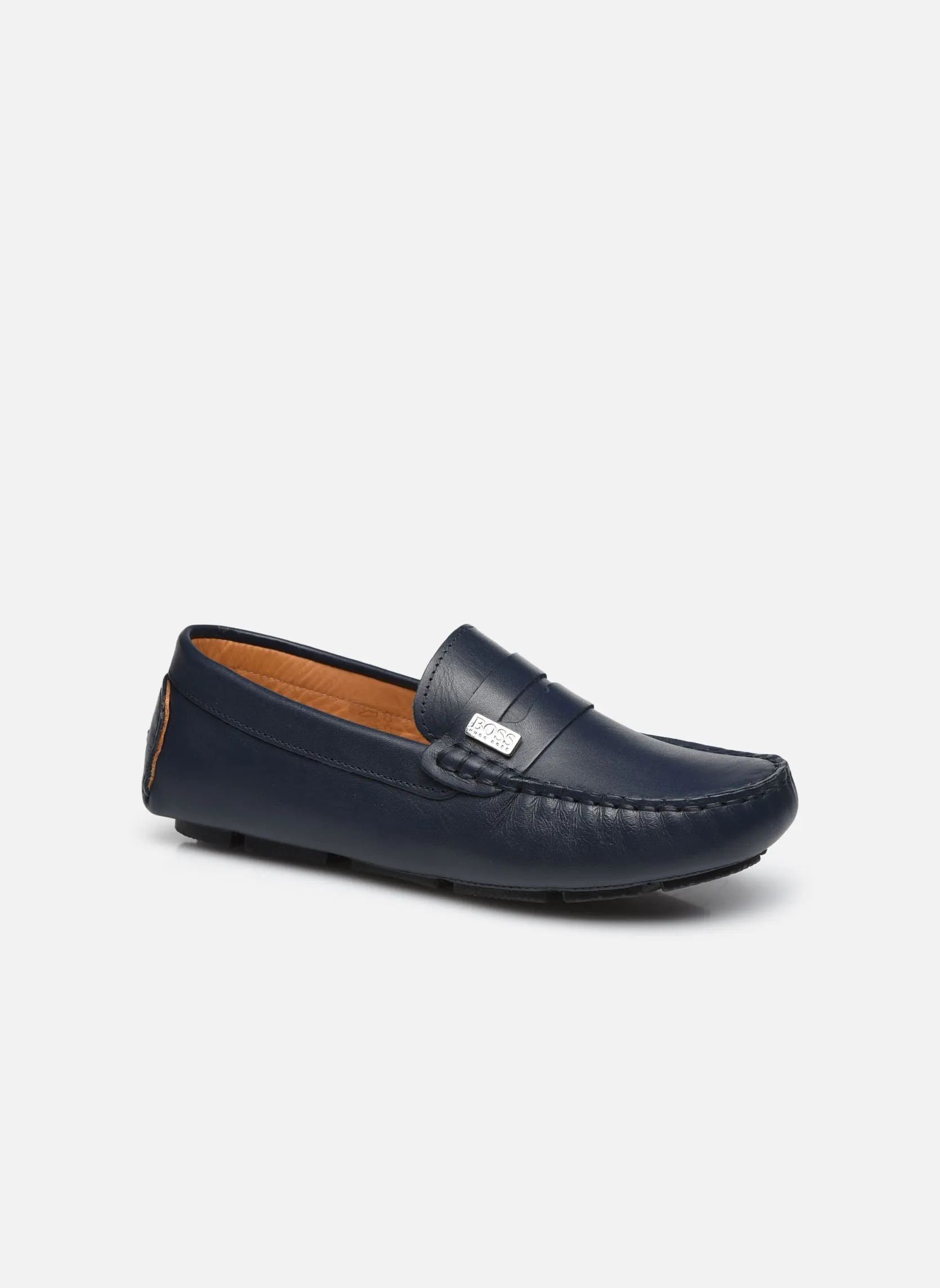 LEATHER LOAFERS, BACK LOGO PATCH MINI ME,NAVY