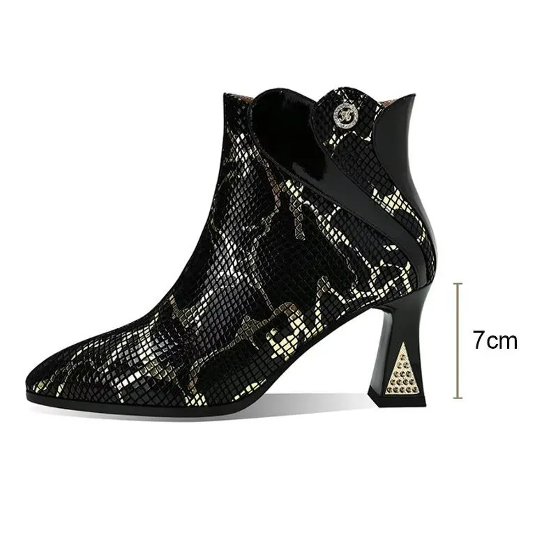 LeatherLux Chic Exotic Autumn Ankle Boots