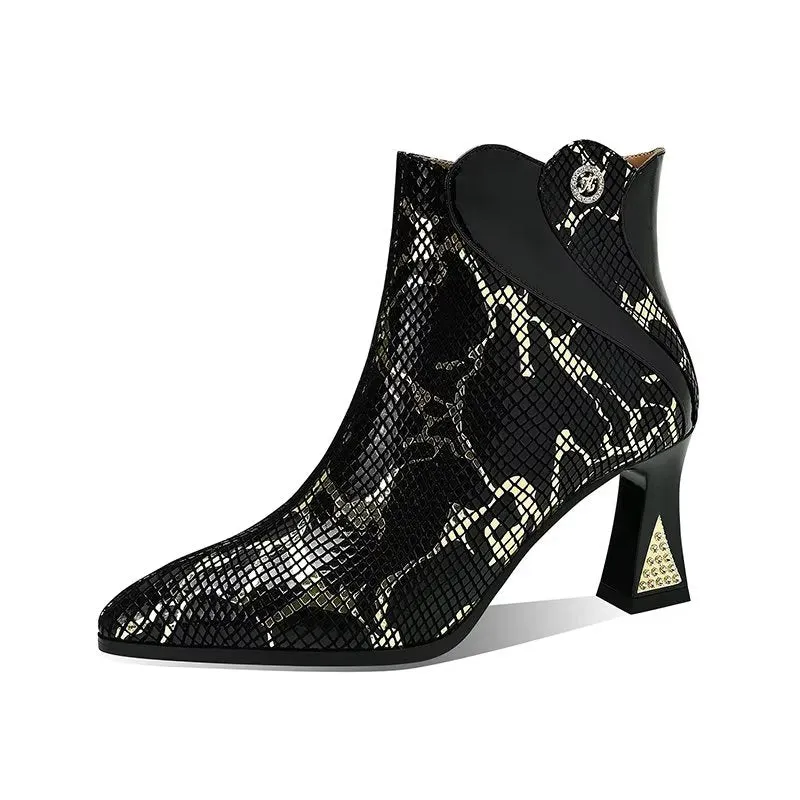 LeatherLux Chic Exotic Autumn Ankle Boots