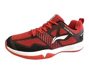 Li-Ning Cloud ACE IV Non-Marking Unisex-adult Badminton Shoes (Red/Black), 8 UK