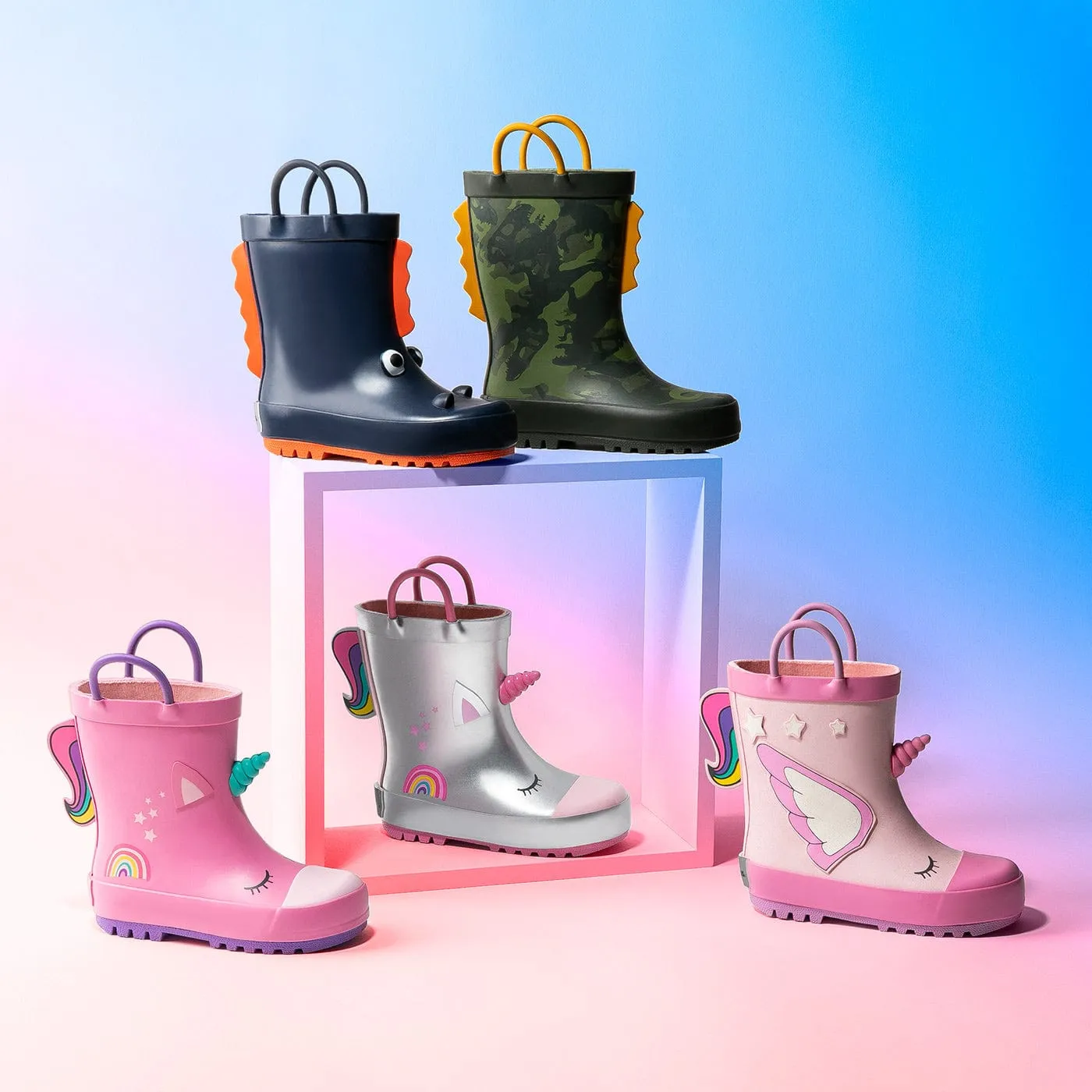 Light Pink Unicorn Rain Boots Rubber