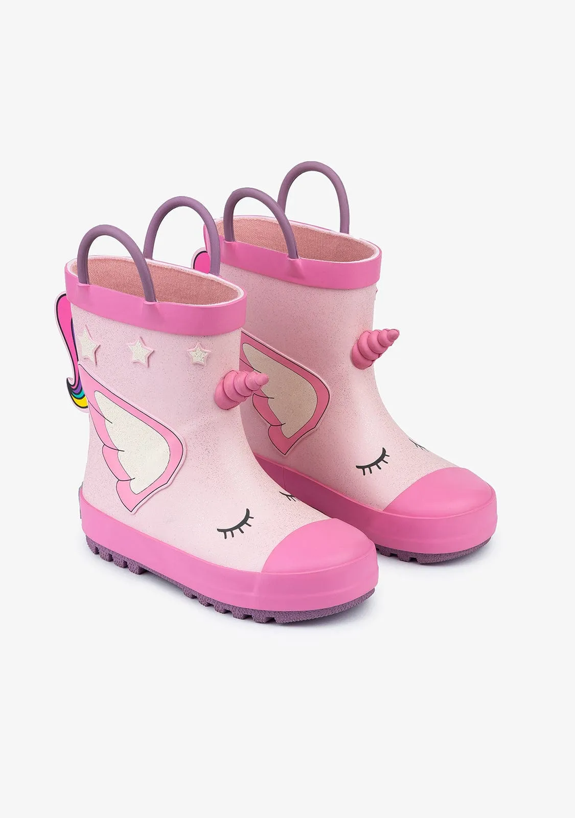 Light Pink Unicorn Rain Boots Rubber