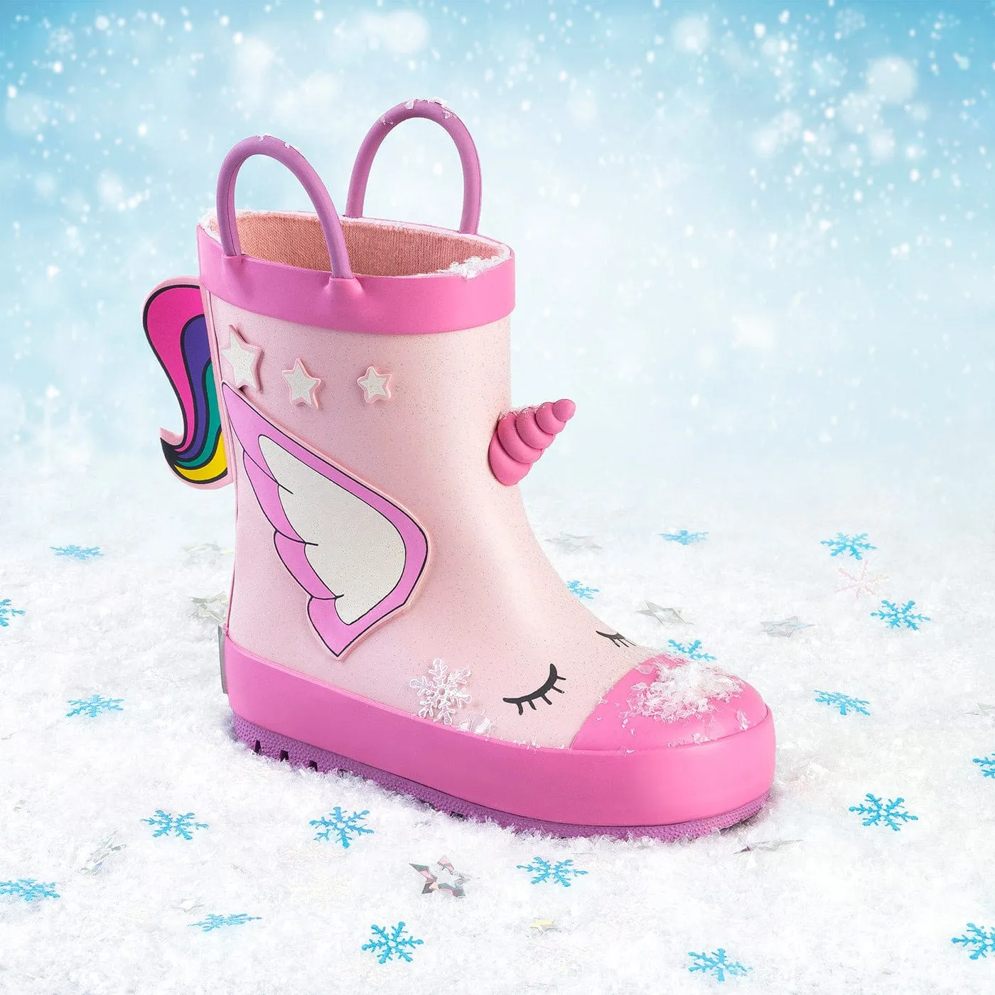 Light Pink Unicorn Rain Boots Rubber