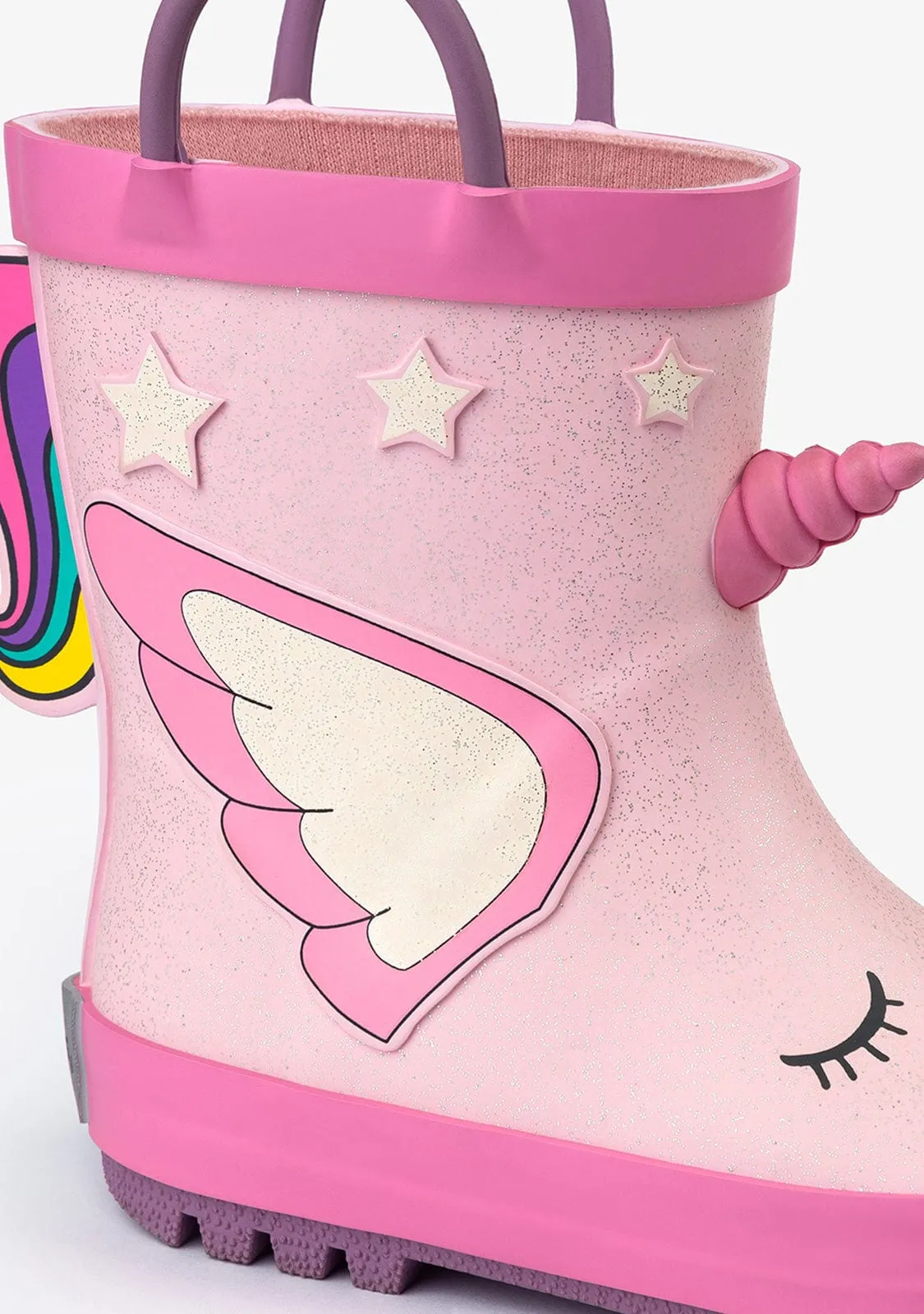 Light Pink Unicorn Rain Boots Rubber
