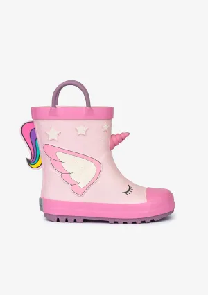 Light Pink Unicorn Rain Boots Rubber