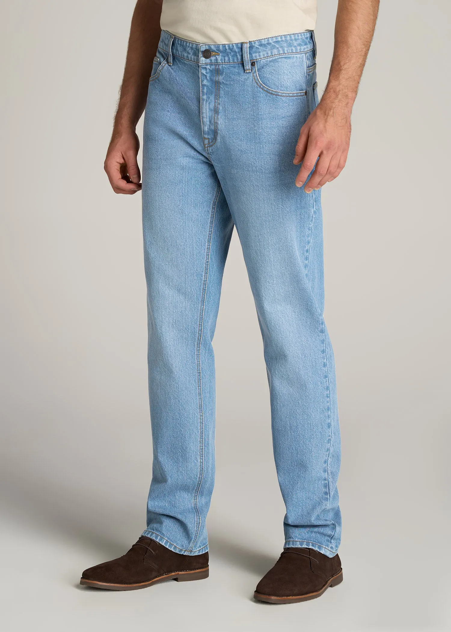 LJ&S STRAIGHT LEG Jeans for Tall Men in Stone Wash Light Blue
