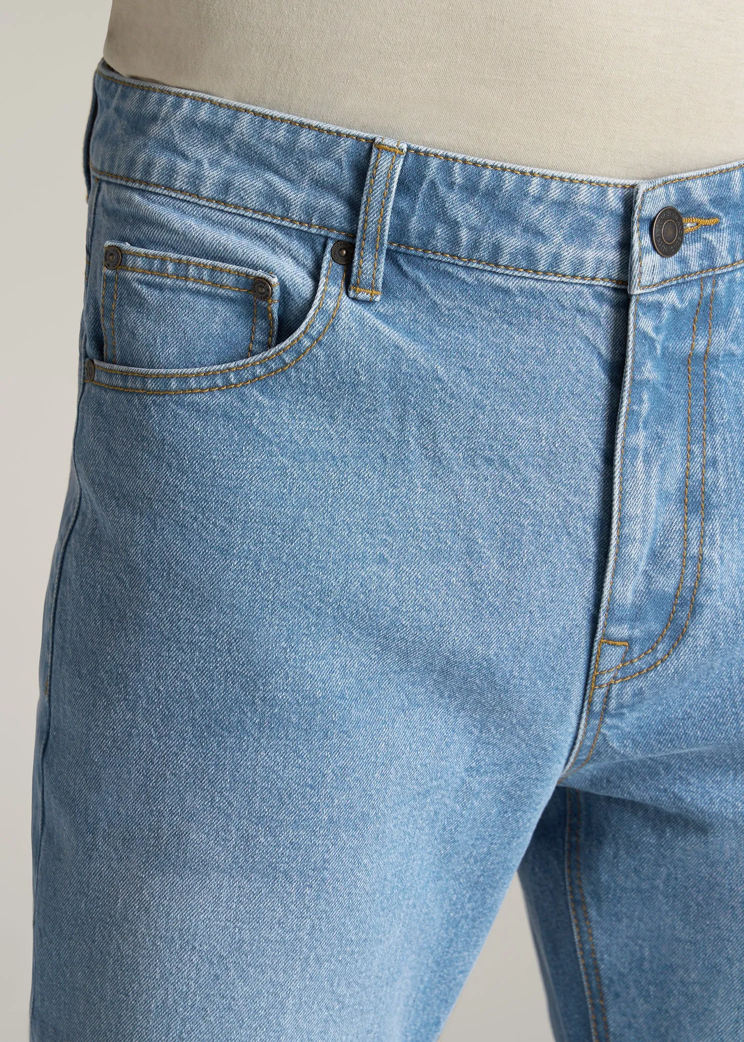 LJ&S STRAIGHT LEG Jeans for Tall Men in Stone Wash Light Blue
