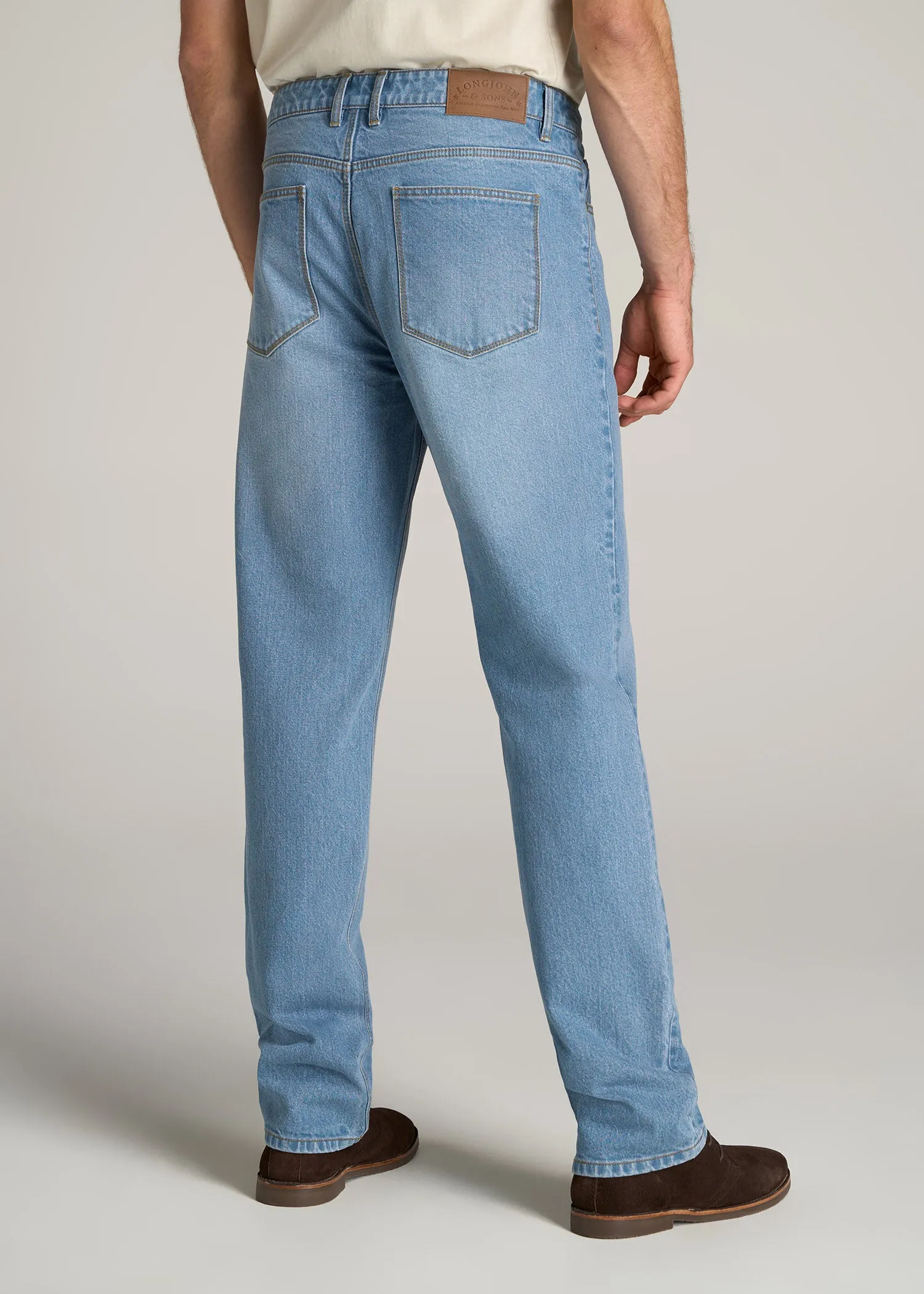LJ&S STRAIGHT LEG Jeans for Tall Men in Stone Wash Light Blue