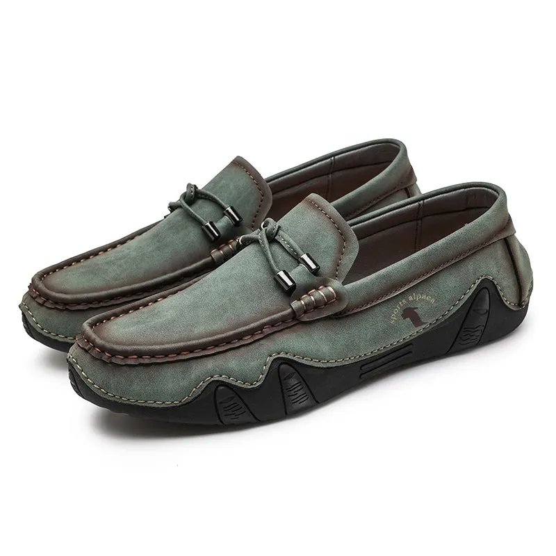 Luxury Italian Handmade Leather Loafers Slip-on Boat Shoes