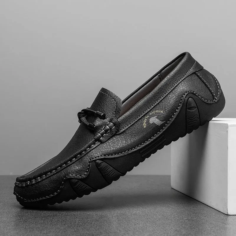 Luxury Italian Handmade Leather Loafers Slip-on Boat Shoes