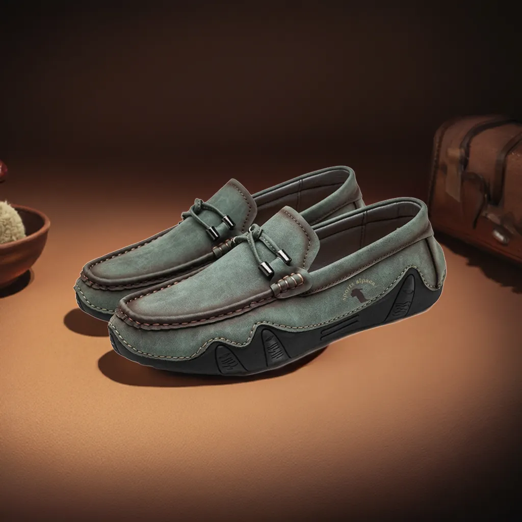 Luxury Italian Handmade Leather Loafers Slip-on Boat Shoes